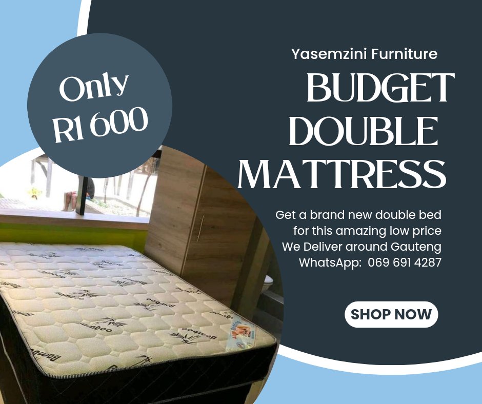 YasemziniLiving's tweet photo. BRAND NEW!!!
Budget Double Bed Set: R1900
Budget Double Mattress: R1600
Same day delivery: Gauteng
WhatsApp: 069 691 4287
Faith Sandton Tsatsii #AskOffset Burger King #MangosuthuButhelezi #DStvDeliciousFestival Durban Malema Venda Eskom #StandardBankFail #Springboks https://t.co/VMUSQLnwDJ