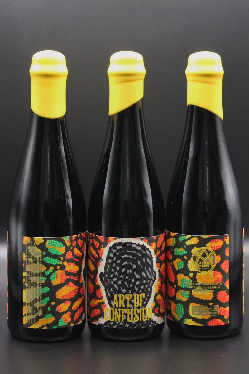 Available online at 7pm tonight, in-person tomorrow.

ART OF CONFUSION // Barrel-aged Imperial Stout with Wild Thai Banana and Coconut // 14.7% abv
Aged in Heaven Hill barrels for 24-36 months. Decadent notes of coconut creme brulee, bananas foster, and chocolate rum cake.