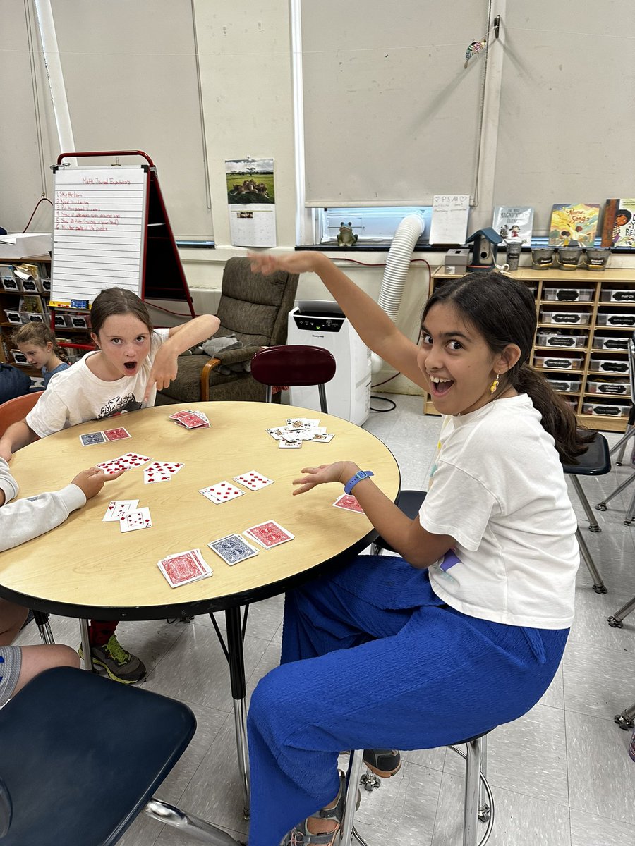 Today in multiplication war, we had a “double war” and we had lots of “wars” where the cards were different but the product was the same!