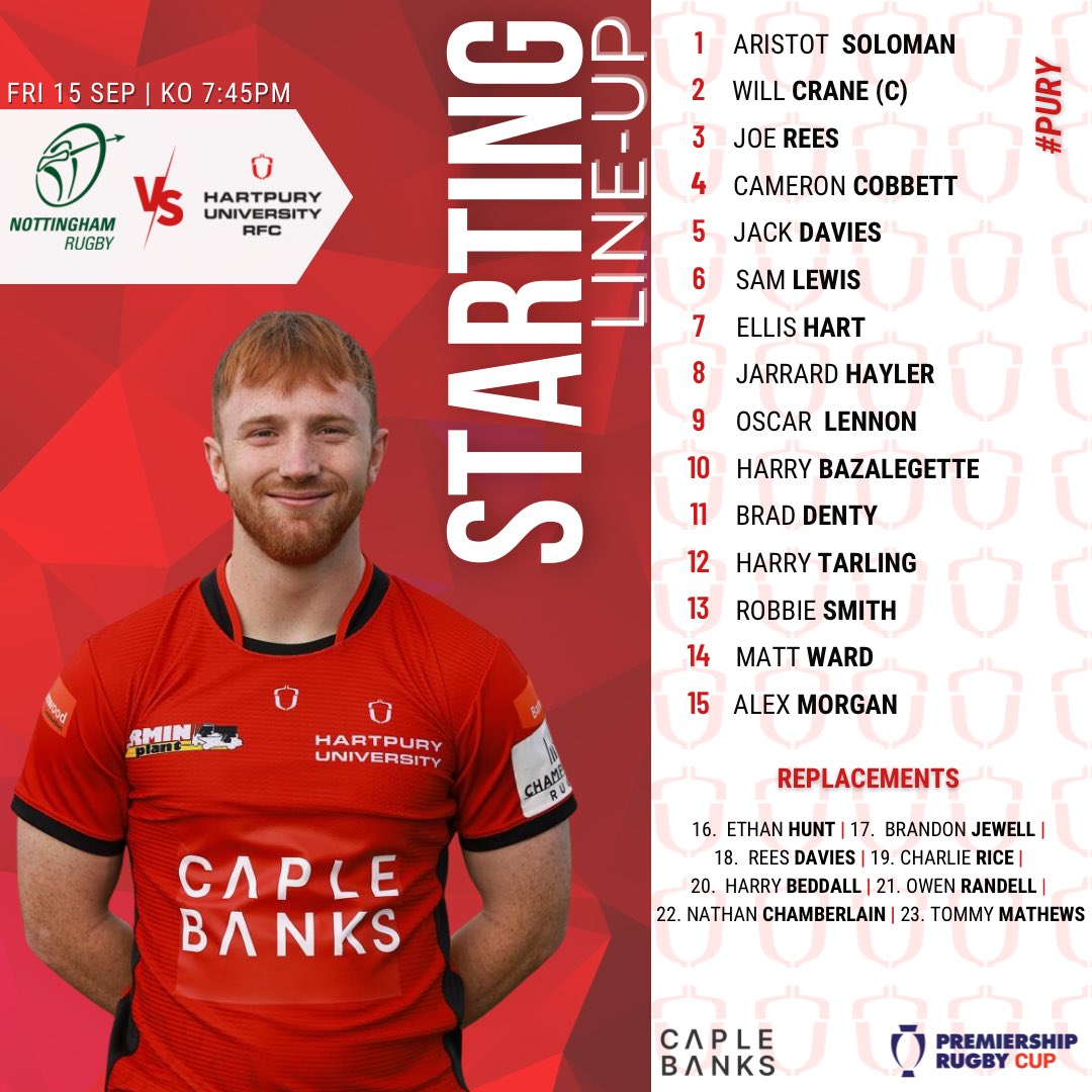 HartpuryRFC's tweet photo. FRIDAY NIGHT LIGHTS🏆

🆚 @nottinghamrugby 
🗓️ Friday 15 Sep
📍 The Bay 
⏰ 7:45PM
🎟️ Available online through our hosts

LETS GO HARTPURY!🙌🏻

#Pury #Premiershipcup https://t.co/gUznIfR8Hr