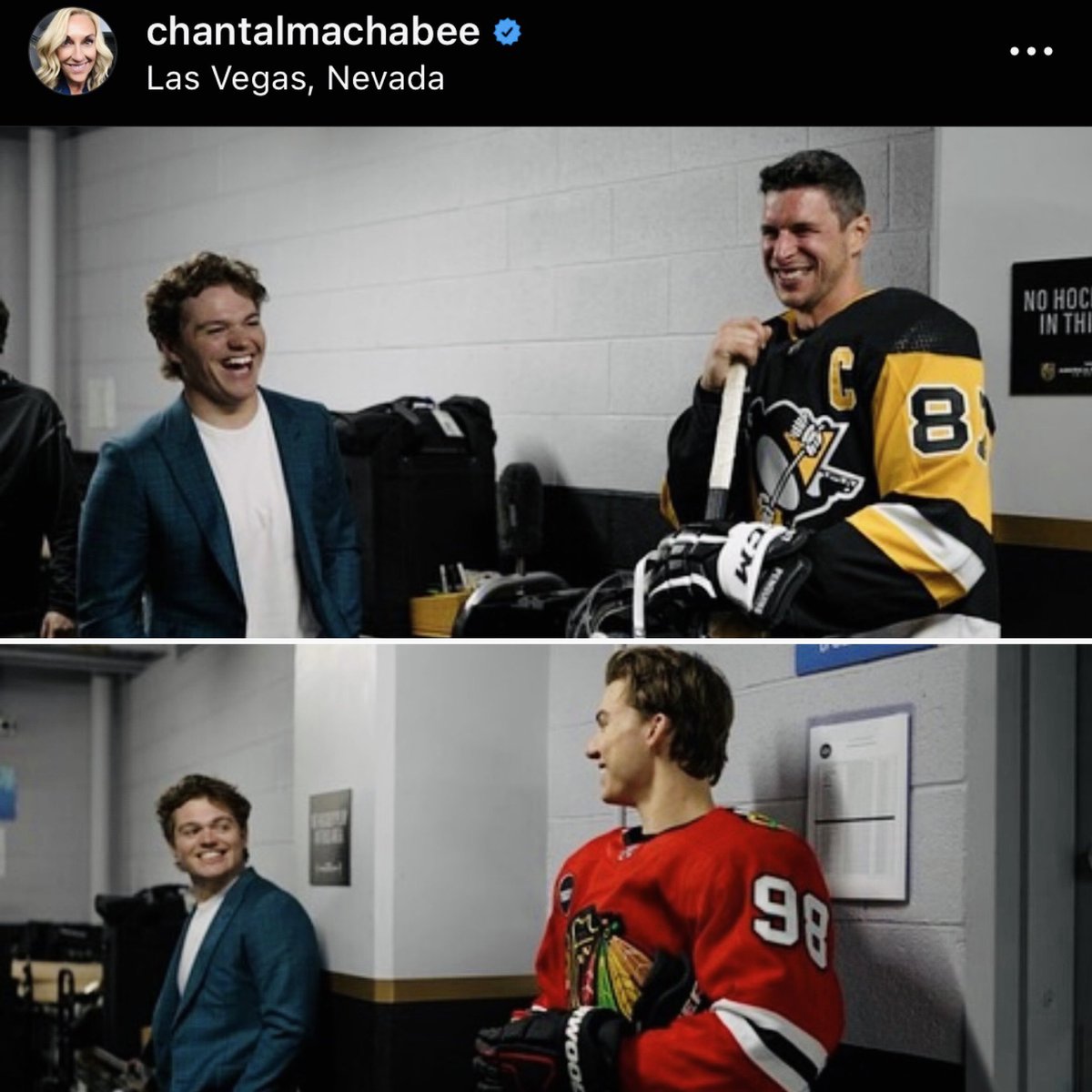 HabsOnReddit's tweet image. Cole Caufield meeting Sidney Crosby &amp;amp; Connor Bedard yesterday at the NHL player media tour in Vegas 😊