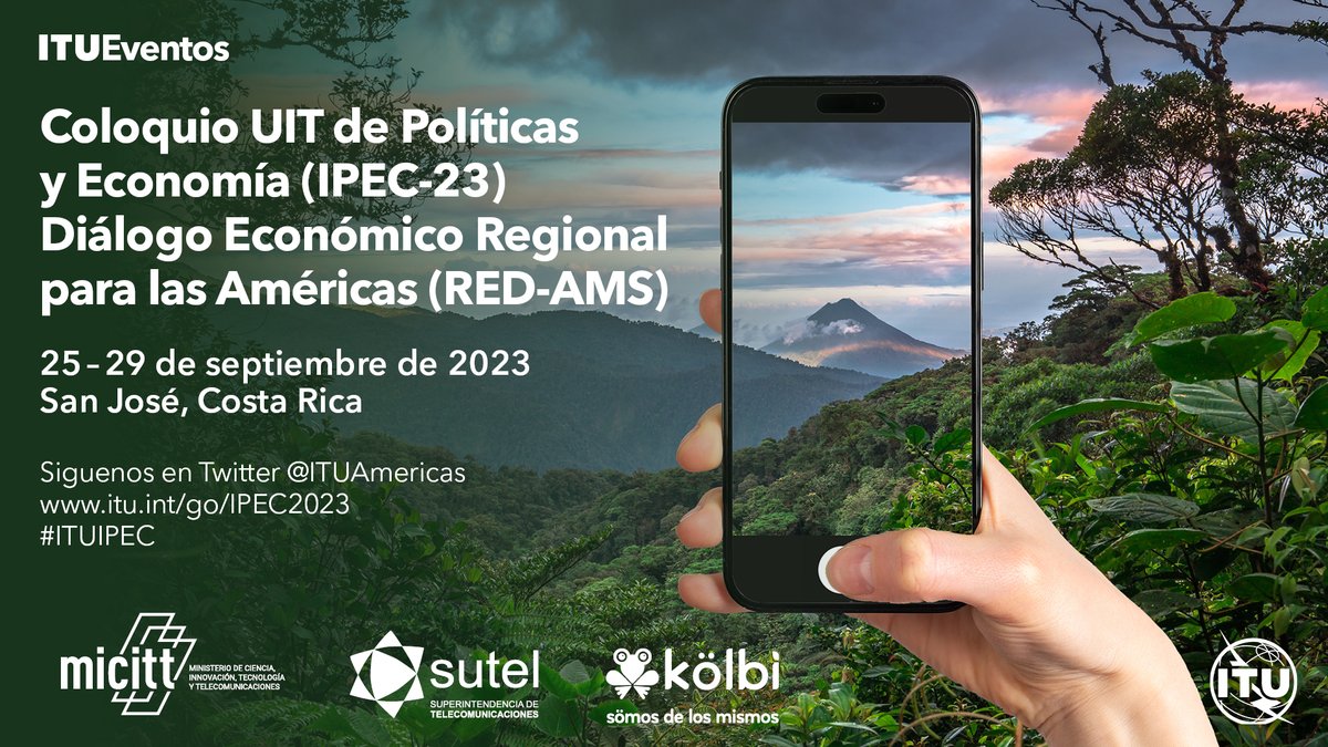 ITUAmericas's tweet photo. Participe del Diálogo Económico Regional RED-AMS al margen del "Coloquio UIT de Políticas y Economía (IPEC 2023)". #ITUIPEC
@micittcr @SUTEL_CR https://t.co/Y51rFRKLbA