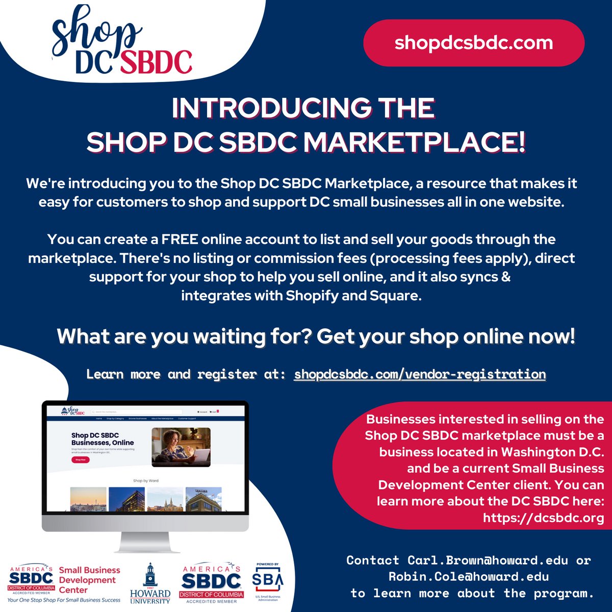 @DCSBDC MarketPlace! Get your shop online #TODAY! To learn more or to register visit shopdcbdc.com. #ShopDCSBDC #Marketplace