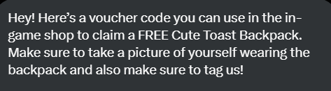 justxinhere's tweet photo. THANKIU @Habbo  HEHE
manifesting that everyone else  gets one soon too 
ପ( ๑•ᴗ•๑)ଓ  #cutetoastbackpack ♡ https://t.co/Q23xrlHjI5