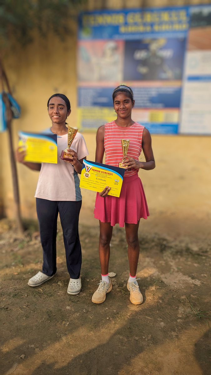 Nafeesa and I won the U18 girls doubles at a CS 7 tournament in Delhi. #aitatennis