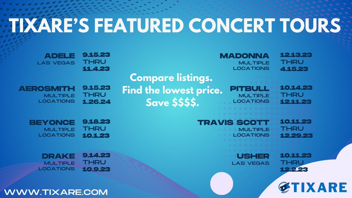 tixaredeals's tweet photo. Love going to concerts?  Hate overpaying for tickets?

https://t.co/n2MK1bTnSK compares 1000s of ticket listings to show you where to find the lowest price for the seats you want.

#concert #CompareWithTixare https://t.co/BbIUTQIsNo