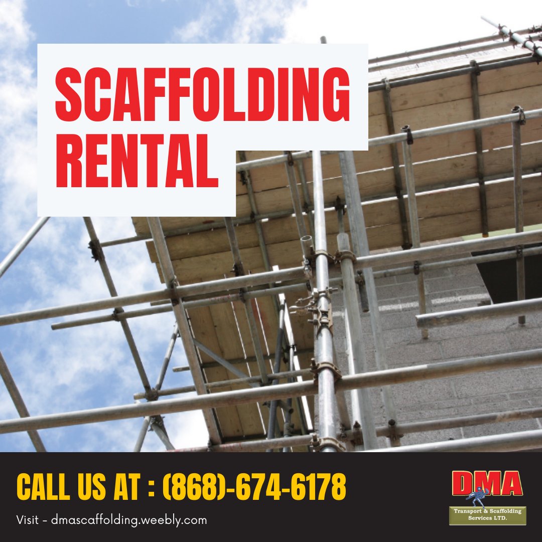 #ScaffoldingRental
DMA caters to any industry and any conditions. We pride ourselves in having a competent, efficient, and customer-friendly team that is well-trained to perform their task in a safe 
Call us at : (868)-674-6178 
Visit - dmascaffolding.com
#rentalservice