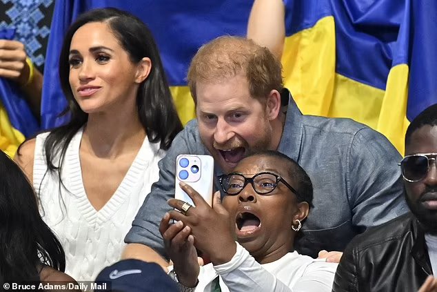 cuteahmah's tweet photo. Prince Harry goofing around with the auntie like that’s going to make us forget  the dowry he owes…😒 https://t.co/3WHyYRrcGN