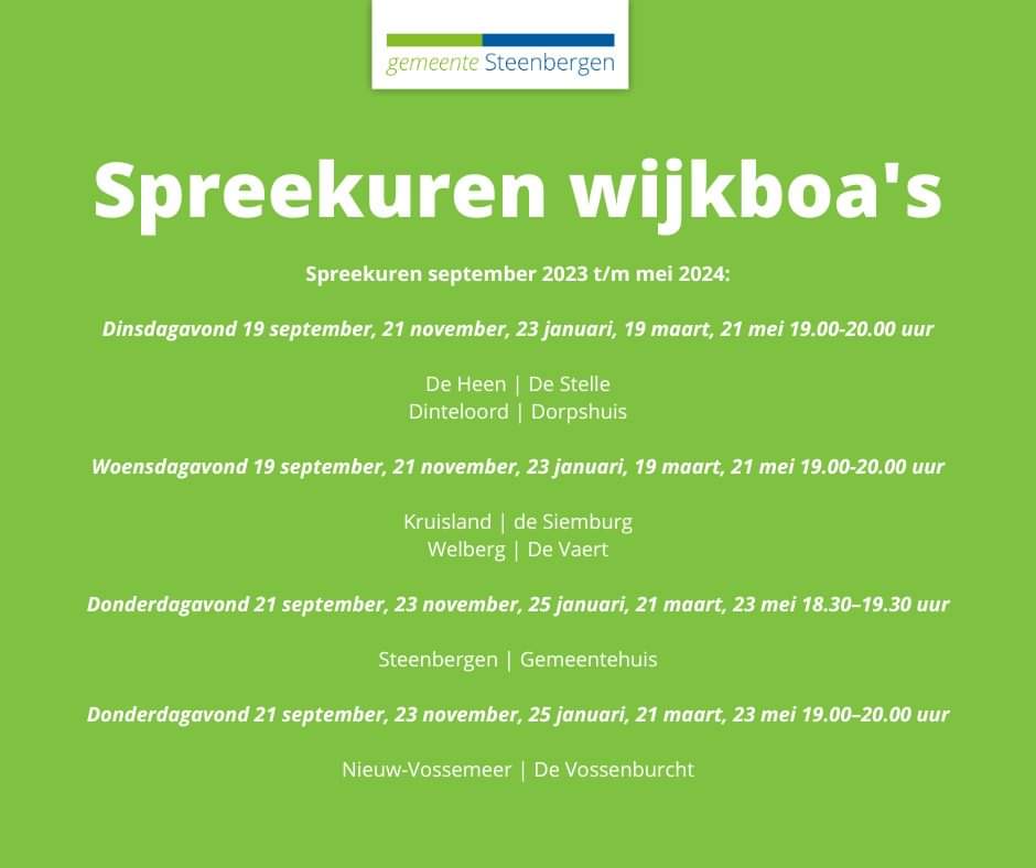 ogenindewijk's tweet photo. De wijkboa's binnen onze gemeente spelen een belangrijke rol op het gebied van leefbaarheid en veiligheid. Heb je vragen, meldingen of tips? De boa’s zijn er voor je! 
Tijdens de spreekuren kun je gewoon binnenlopen, een afspraak maken is niet nodig. https://t.co/s3nrxMipKc