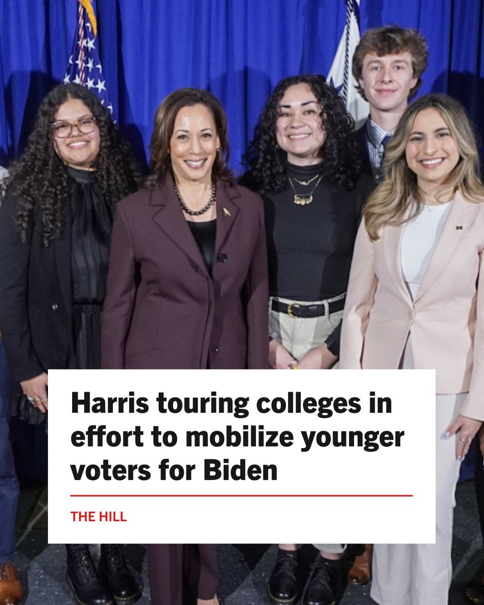 TheDemocrats's tweet photo. BIG NEWS: Vice President Harris is hitting the road to speak directly with young voters about reproductive freedom, gun safety, climate action, and more. https://t.co/raM2rdQrmo
