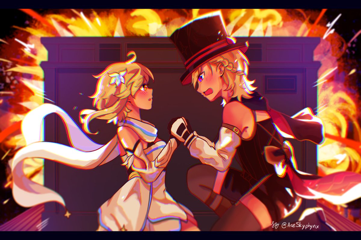 comico_miao's tweet photo. Explosive proposal 💥💍
(yes this is a Spy x Family reference)
~
#lynlumi #Lyney #lumine #GenshinImpact #genshin https://t.co/JfljIkXdQQ