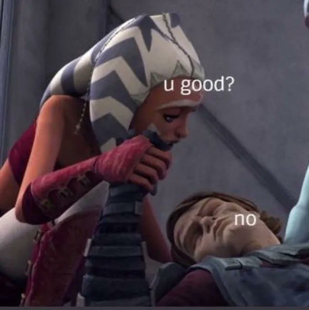 SWCultureLive's tweet photo. Me after watching #Ahsoka Ep 5 for the 8th time straight: https://t.co/eAss3iphE2