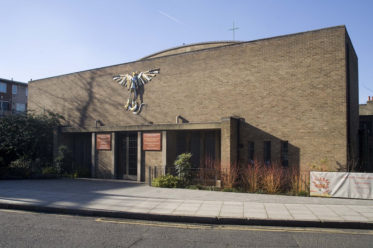 mod_in_metro's tweet photo. This Saturday sees the opening of an exhibition at St James’s, Clapham on the work of architect NF Cachemaille-Day, focusing both on his work at St James and elsewhere, with over 80 photos (some by me) of his designs. The exhibition is open for a month 
https://t.co/hWuavfJ5ll https://t.co/QFCjZVIqhO