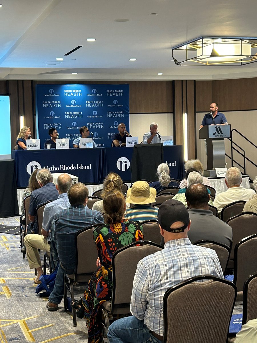 Ortho_RI's tweet photo. Thank you to all the members of our community who joined us in Providence this week for a free seminar on innovative orthopedic care with Drs. Howlett, Marchand, Llado, Yadhati, and Vegari, and Director of Rehab Services Tracy Gannon, in partnership with @schealthri. https://t.co/Tv9ggXfbry