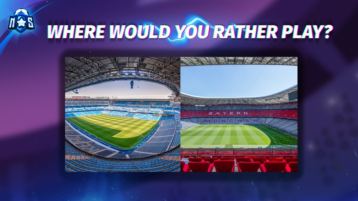 metastargame's tweet photo. In the grand stage of a big final, which stadium would be your ultimate dream to play in?😍

Santiago Bernabéu with Real Madrid's history or the electric atmosphere of Allianz Arena...⚡️ https://t.co/sjDoINfGPz