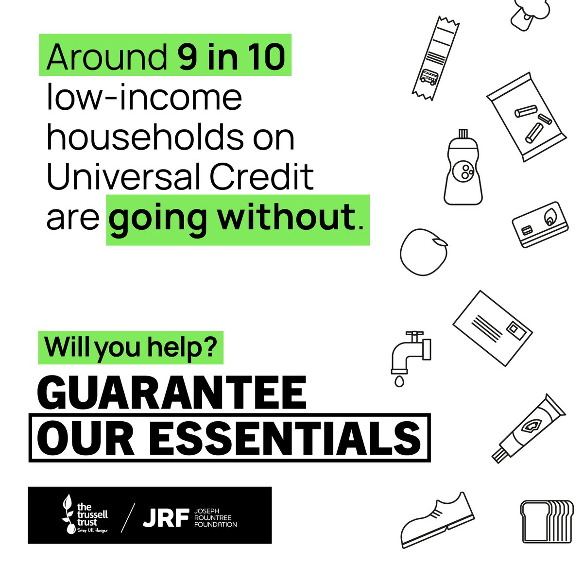 We all need food and a warm, dry home. 🥫🏠 

Yet around 9 in 10 low-income households on Universal Credit are going without. 

This can’t continue. Sign our petition to guarantee #OurEssentials 👉 bit.ly/Our-Essentials