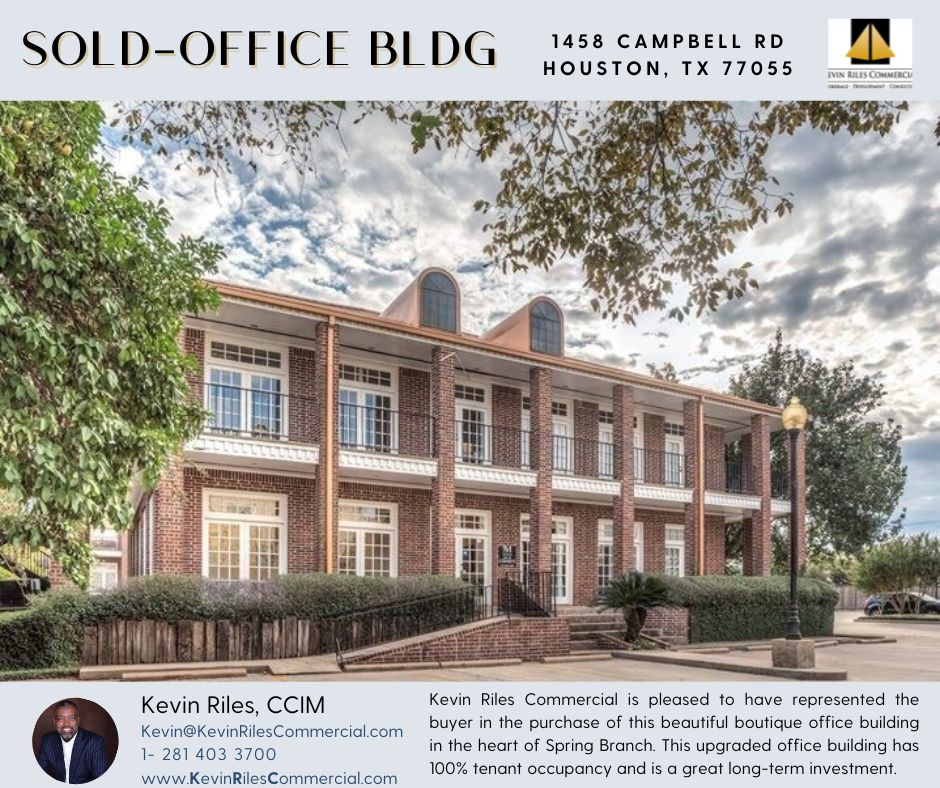 KevinRiles's tweet photo. Kevin Riles Commercial is pleased to have represented the buyer in the purchase of this beautiful boutique office building in the heart of Spring Branch. This upgraded office building has 100% tenant occupancy and is a great long-term investment. https://t.co/rswDWoqus2
