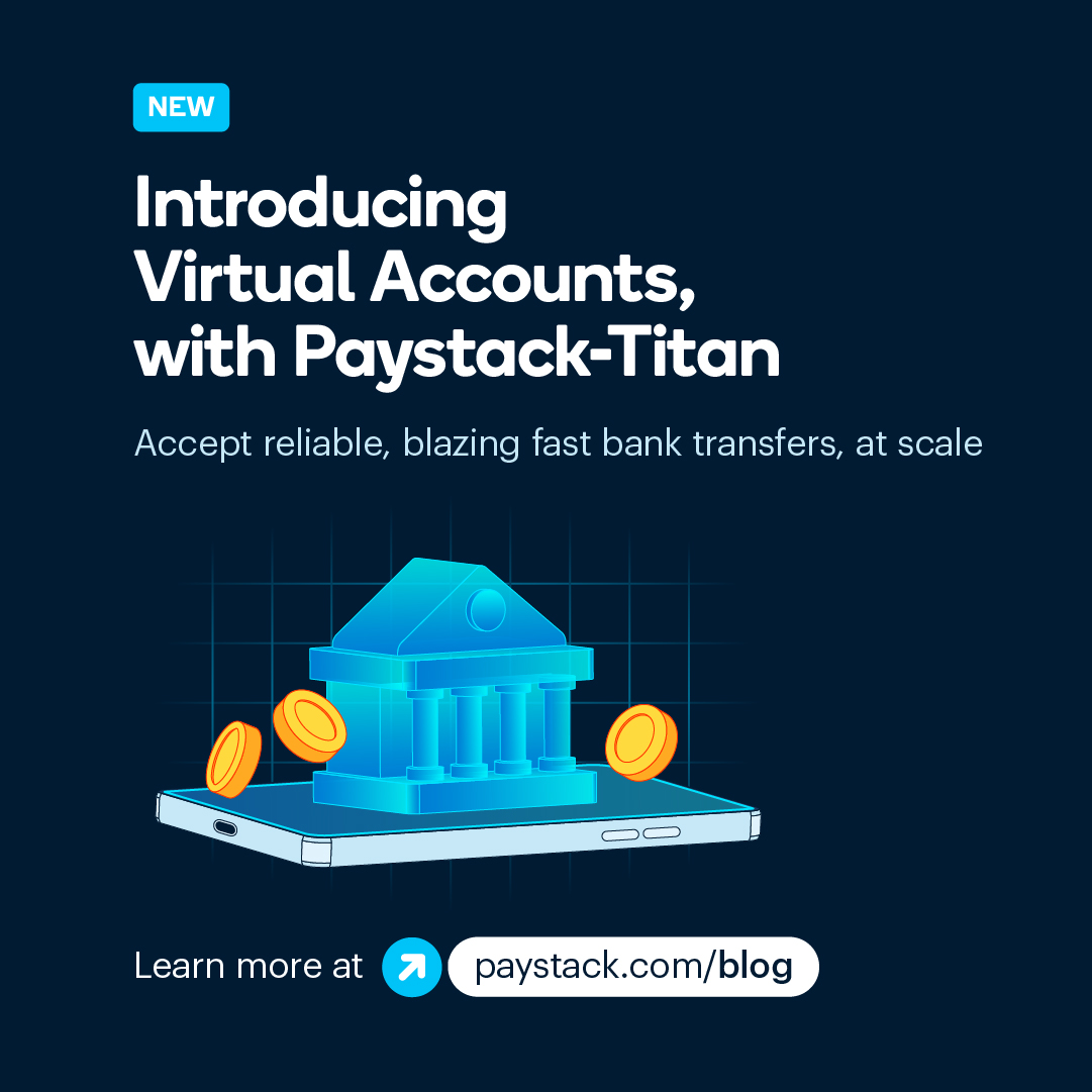 paystack's tweet photo. ⚡️ Hi team — we’re thrilled to announce Paystack-Titan, a blazing fast improvement to Virtual Accounts that enables businesses to accept bank transfers instantly, reliably, and at scale. https://t.co/x6WTNUBUnW