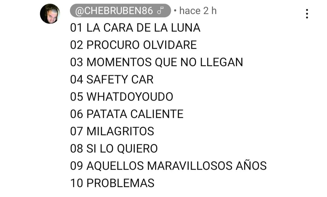 Tracklist de "Es otra vez".