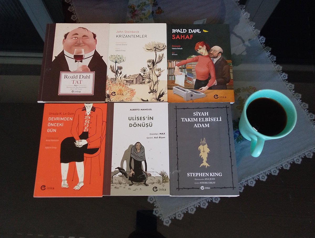 @inkakitap tan topladığım cicilerimi tekrardan okudum nihayet.
#roalddahl #johnsteinbeck  #stephenking #ursulakleguin #albertomanguel #inkakitap #krizantemler #sahaf #tat #siyahtakımelbiseliadam #ulyses #ulysesindönüşü #devrimdenöncekigün