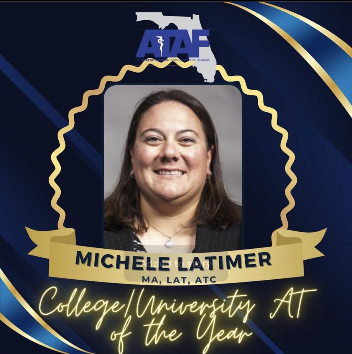Congrats to our very own Michele Latimer for being the awarded the ATAF College/University Athletic Trainer of the Year! 

Thank you for all that you do for our staff &amp; student athletes! 🤘🏽💚💛