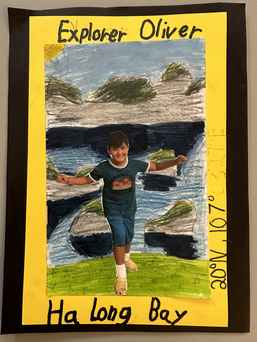 missklipfel's tweet image. Meet the Explorers! Ss have been building their @InsideNatGeo #explorermindset 🌍 We began with the attitudes of WONDER, EMPATHY &amp;amp; EMPOWERMENT. Ss choose a place they are curious to explore then used geographic practice to find the longitude &amp;amp; latitude #whereiexplore