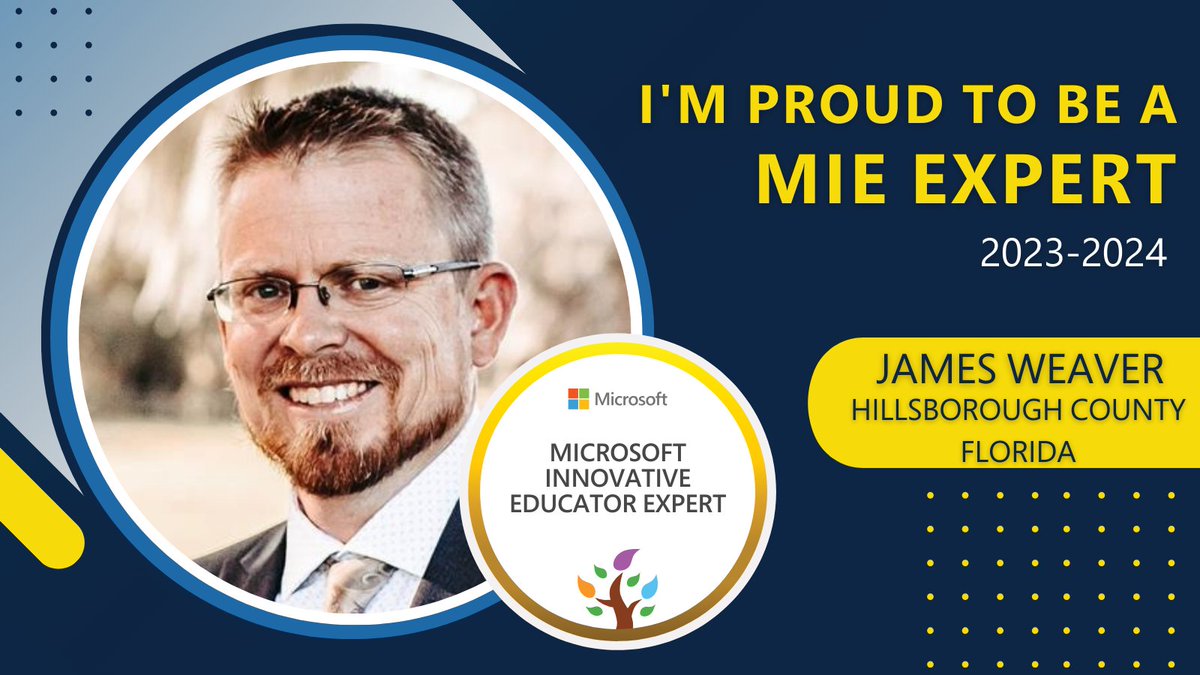 JWeaver_HCPS's tweet photo. I am grateful to continue as an #MIEExpert for my 9th year. It is a great innovative, tech-focused, educational PLN. @HillsboroughSch #HillsboroughStrong #MicrosoftEdu #MIEExpertFL https://t.co/l9RBxi8HhC