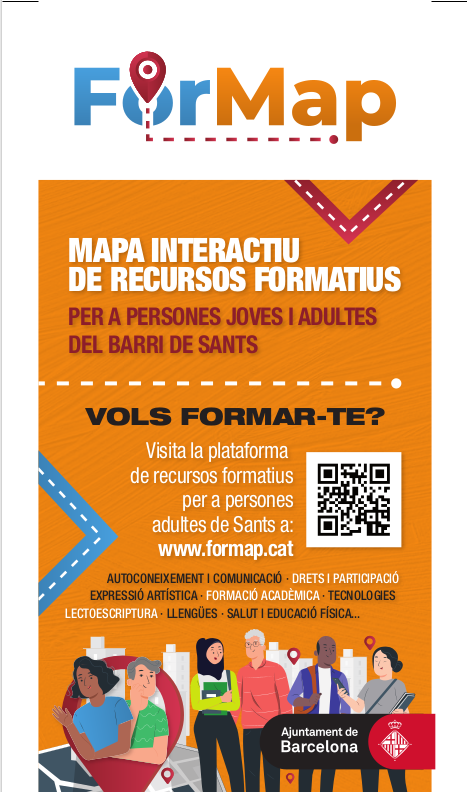 LaTrocaSants's tweet photo. Coneixes el FoMap?
És el mapa de la formació de persones joves i adultes de Sants elaborat entre les entitats i col·lectius del barri.
Troba-hi el teu curs! https://t.co/ChDrDvrSXY