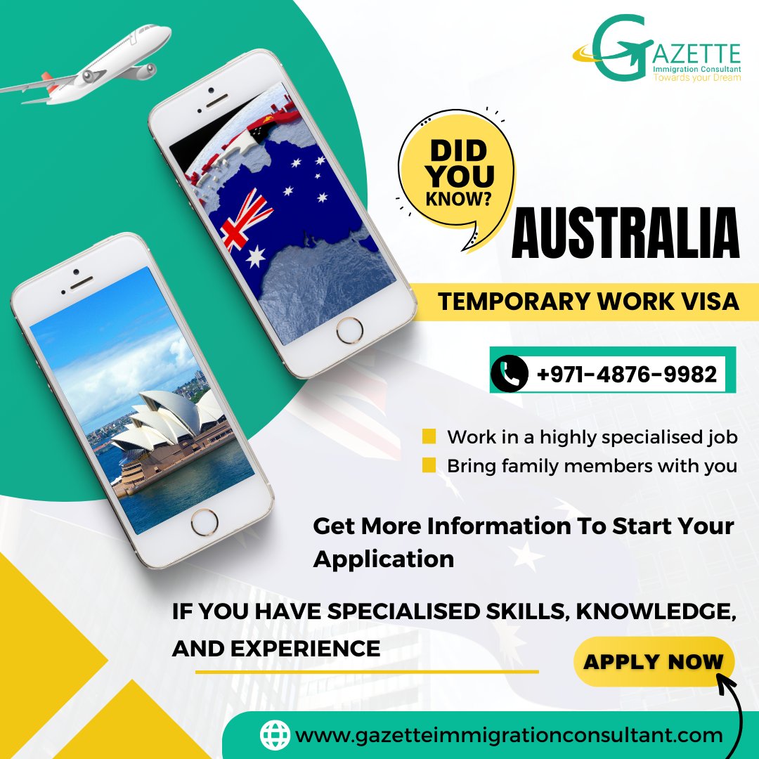 Are you dreaming of an adventure in abroad career?
Australia's Temporary Work Visa might just be your golden ticket!!
Contact Us: +971-48769982

#AustraliaWorkVisa #australiatemporarywrorkvisa #gazetteimmigration #Careerinaustralia #australiavisa #visaconsultants #Australiavisa
