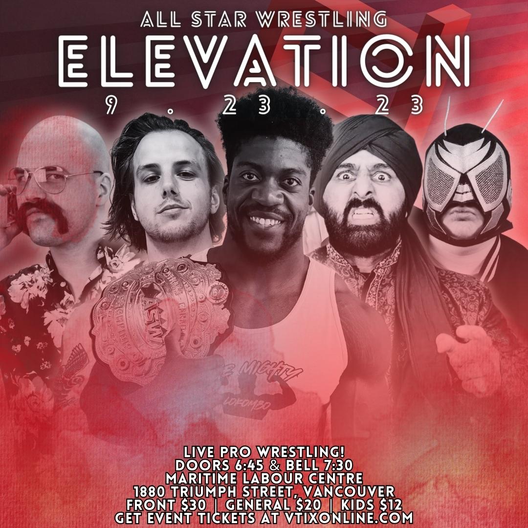 ASWCANADA's tweet photo. 9 DAYS AWAY!!

ASW is back with another stacked card to entertain you!
On September 23, #ASWElevation will provide an awesome night of family-friendly wrestling from the Maritime Labor Centre, Vancouver.

We will see both Men’s and Women’s World Titles on the line and an EPIC Ladder Match to determine the #1 Contender for the Cruiserweight Title.

PLUS - @SebWolfePRO  will be in action, and the debut of the Illa Tribe in ASW.

More matches to be announced in the coming days.

Don’t miss your chance to see the best BC has in action.

Tickets from $12 from https://t.co/NPZPLkj0g8 

See you there!

#asw #ASWElevation #wrestling #professionalwrestling #elevation #laddermatch #titles #worldtitle #vancouver #britishcolumbia