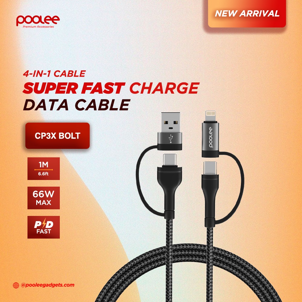 PooleeGadgets's tweet image. Our 4-in-1 charging cable is the ultimate solution for all your charging needs. Say goodbye to carrying multiple cables and hello to effortless charging. Grab yours today and experience true value for money!#ChargeWithEase #VersatileCharging #ValueForMoney #TechEssentials #poolee
