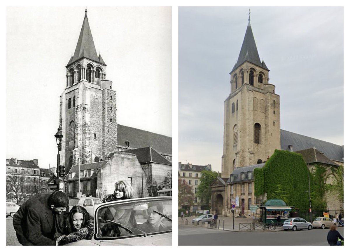 Parisidftn's tweet photo. Saint-Germain-des-Prés, Paris, 1950 and today. Thanks to @ParisAMDParis for historic image.

 #Paris #thenandnow #avantapres #voyagerdansletemps #history #histoire #vieuxparis #parisperdu #ruesdeparis https://t.co/FlHV3Y5Mw7