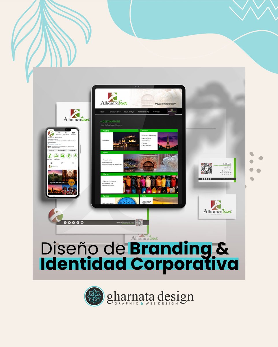gharnata_design's tweet photo. Branding &amp; Identidad Visual de @alhamratour agencia de turismo halal de Granada https://t.co/D1DRRutPJ4

#disenografico #branding #identidadvisual #logo #turismohalal #halal #granada https://t.co/gIFMg8IJJN