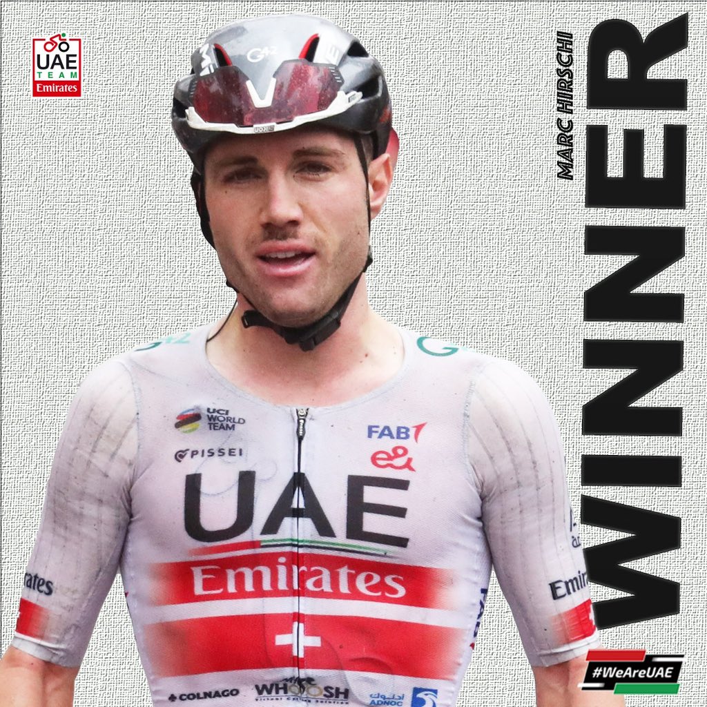 🥇🎉YES!!! @MarcHirschi 🇨🇭 takes the win at #CoppaSabatini 🇮🇹 in a two-up sprint!

With @TamauPogi 3rd.

Well done, guys!👏👏👏

#UAETeamEmirates #WeAreUAE
