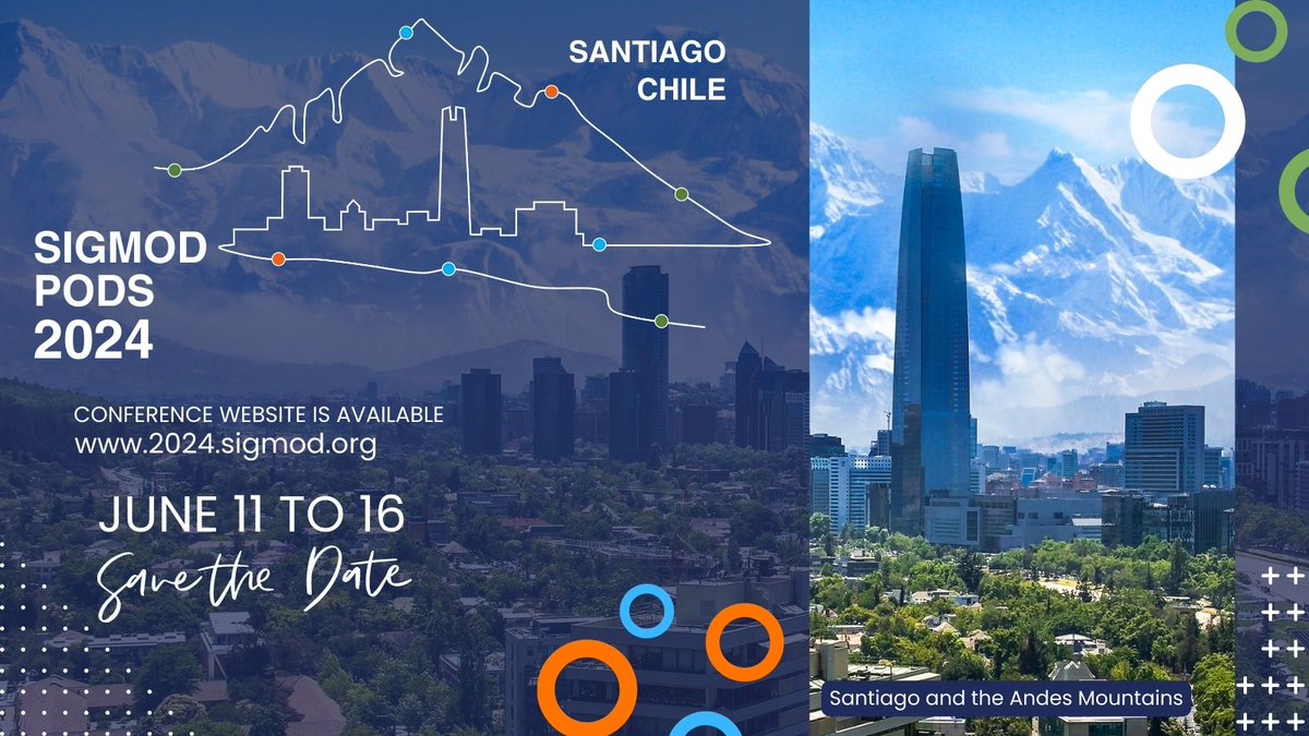 Save The Date! 2024 ACM SIGMOD/PODS Conference, Santiago, Chile, on June 9 - June 15, 2024.