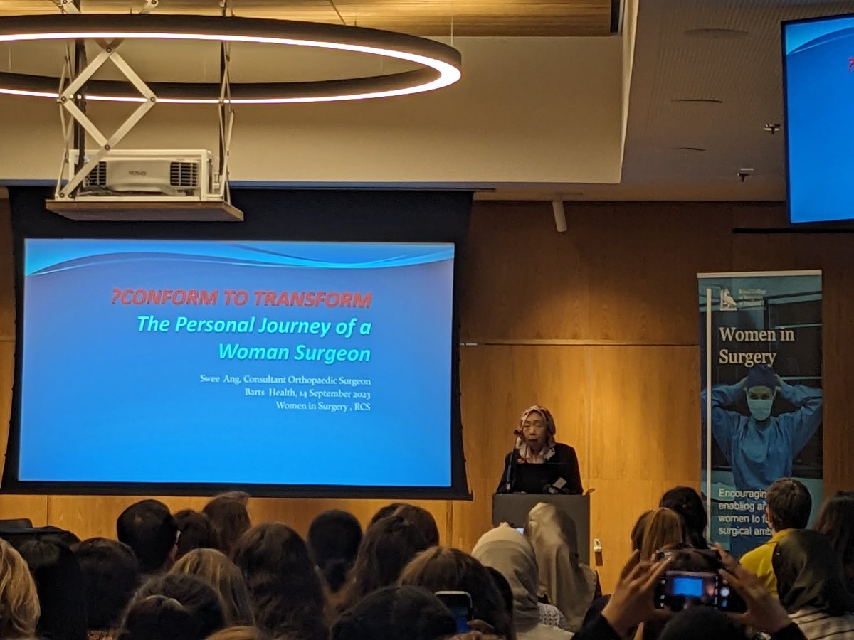 <a href="/TMitchellFRCS/">Tim Mitchell</a> <a href="/RCSnews/">The Royal College of Surgeons of England</a> <a href="/WomenSurgeonsUK/">Women in Surgery</a> <a href="/Assoc_Anaes/">Association of Anaesthetists</a> <a href="/nizbuzz/">Tamzin Cuming</a> <a href="/wpsms_org/">The Working Party on Sexual Misconduct in Surgery</a> <a href="/Eong70/">Evelyn Ong</a> Ms Swee Ang, orthopaedic surgeon at Bart's, is speaking first.
👉 a surgical career is a gift, an identity.
👉 don't let stereotypes stop you.
👉 surgeons must be human beings first.
👉 be stubborn, but be yourself!