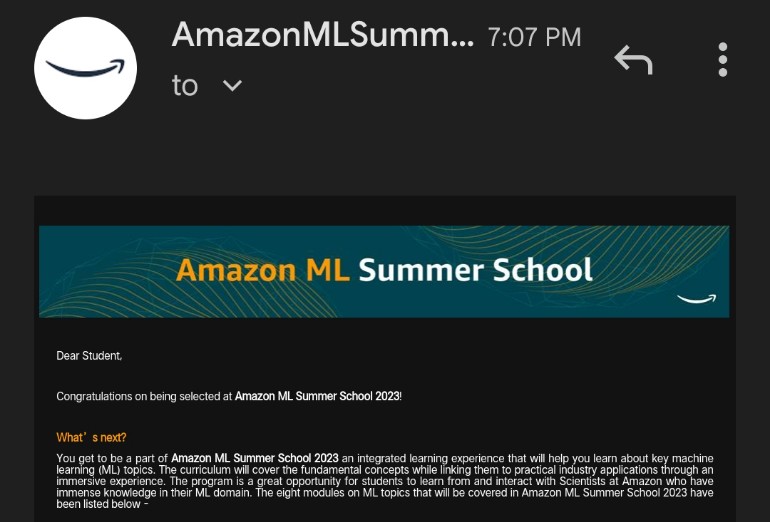 This_IsSrujan's tweet photo. π Exciting news! π Thrilled to share that I've been shortlisted for the Amazon ML School! π€© Ready to dive into the world of machine learning with @amazon! π§ π» #AmazonMLSchool #MachineLearning https://t.co/q52Q89aZaO