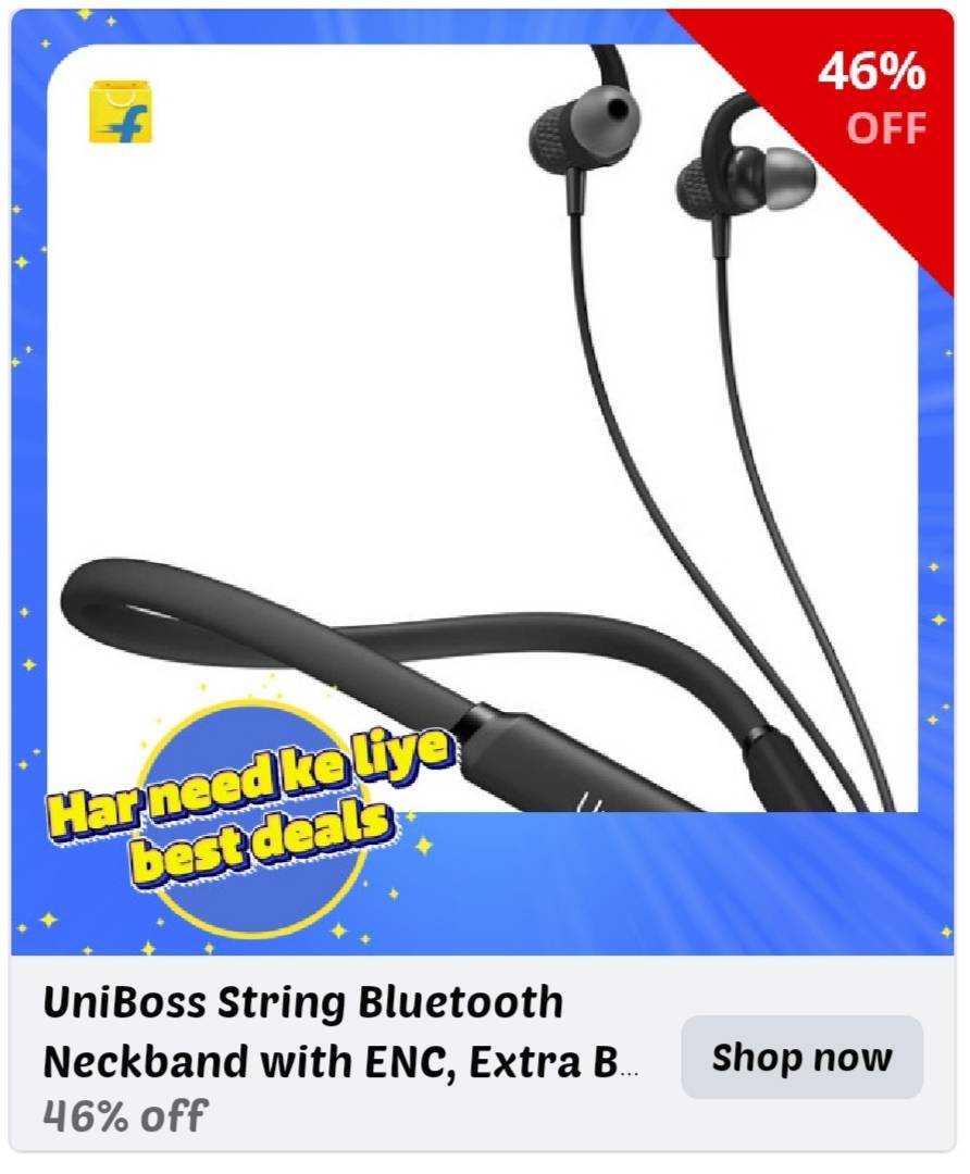 UniBoss String Neckband
Excellent build quality with long battery backup. 
Exclusively on #Flipkart