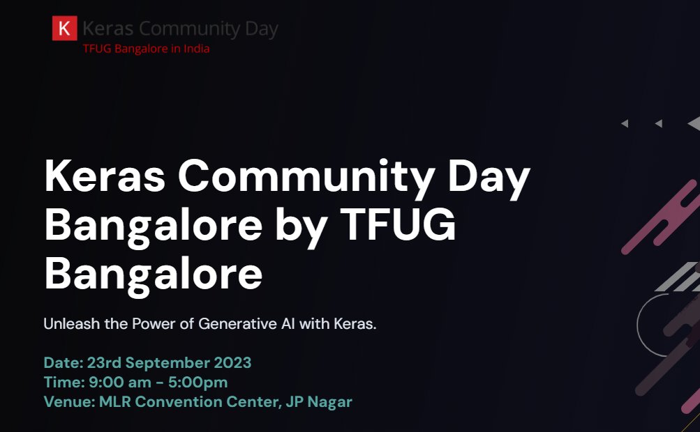 Join Me for a Deep Dive into #GenerativeAI & #StableDiffusion Optimization Using #Intel #oneAPI #AI Analytics Toolkit at #Keras Community Day #Bangalore happening on Sep 23rd!  
bit.ly/46dvEQ0 

#DeepLearning #GenerativeAI #MachineLearning #artificialintelliegence