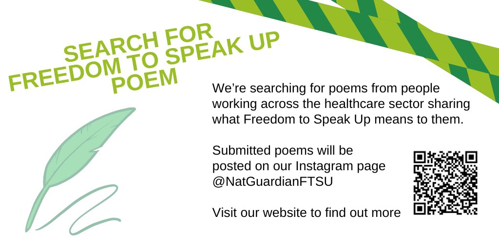 As part of our preparations for #SpeakUpMonth and #NationalPoetryDay we're looking for a Freedom to Speak Up Poem

Share what Freedom to Speak Up means to you

More information: nationalguardian.org.uk/2023/08/16/sea…