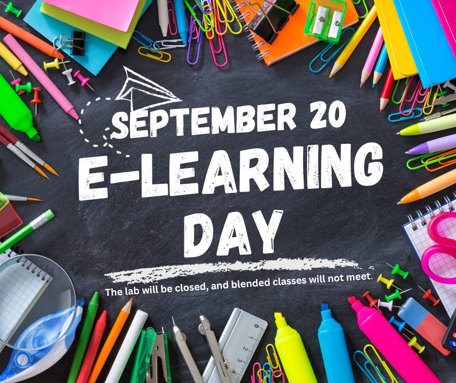 MCVARockets's tweet photo. September 20th will be an e-learning day for students. Blended classes will not meet, and the lab will be closed. https://t.co/hECdhoNoXO