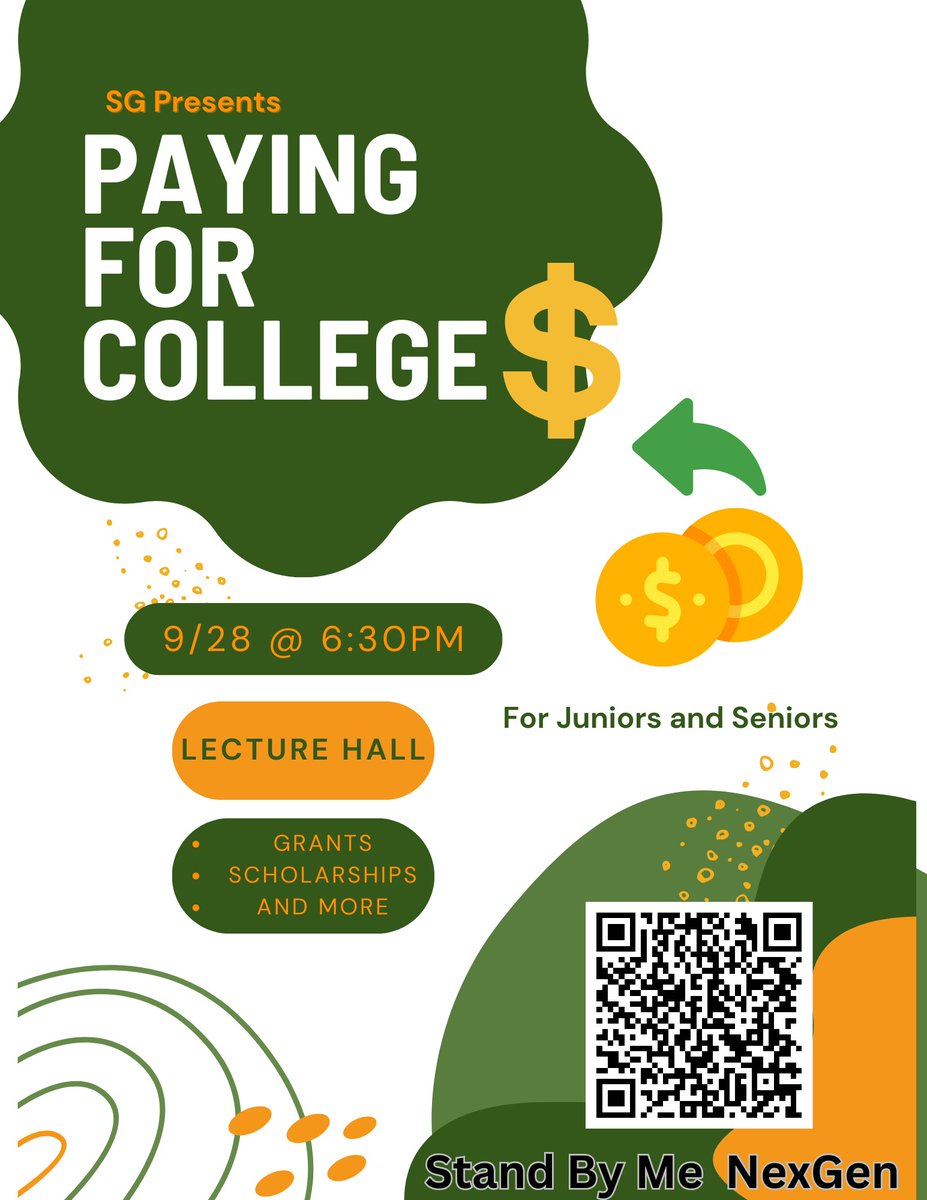 St_GeorgesTHS's tweet photo. Juniors and Seniors, save the date and sign up if you wish to attend a free info session on how to pay for college. Reach out to @StGGuidanceDept if you have questions. @ChadHarrisonSG @SarahOlsavsky https://t.co/eCA5wNVuRm