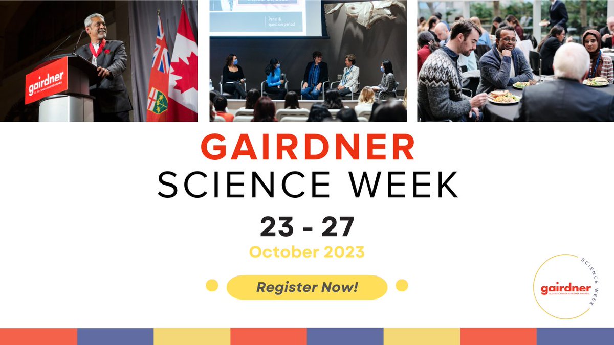 Join @GairdnerAwards for #GairdnerScienceWeek 2023 from Oct. 23-27 for an incredible lineup of symposia, mentoring sessions and panels to celebrate the 2023 laureates and #ScientificResearch that impacts human #Health.

Details and registration ➡️ bit.ly/GSW_2023