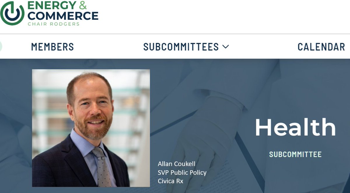 'Civica is the only pharma created specifically to address drug shortages. The drugs we deliver are not chosen for return-on-investment. They are chosen by hospitals because they are in shortage or at risk of shortage.' @coukell, @CivicaRx at U.S. Subcommittee on Health hearing