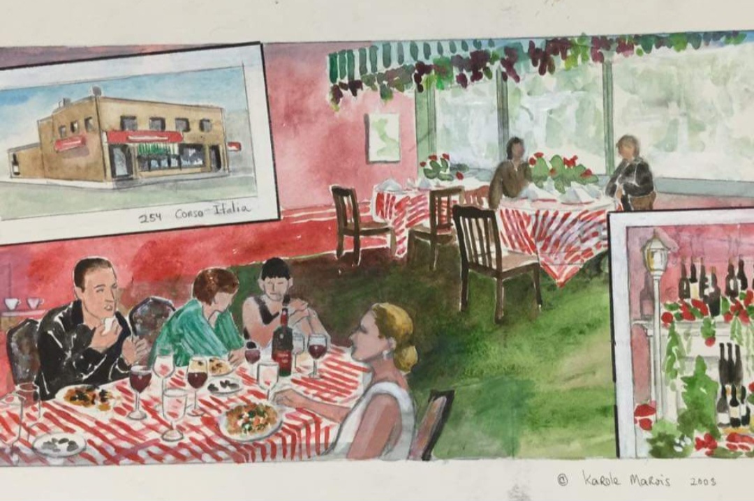 A piece of Ottawa's Little Italy heritage... here's a watercolour draft of Trattoria as depicted on the mural at the Preston Street bridge. #TBT #Ottawa #LittleItaly
