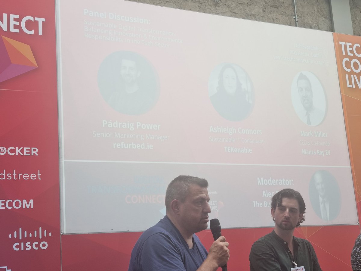 Tweetinggoddess's tweet image. Mark Miller @MantaRayEV teaching us a lot about sustainability today at @techconnectlive 
#TechConnectIRE 
#TechConnectlive