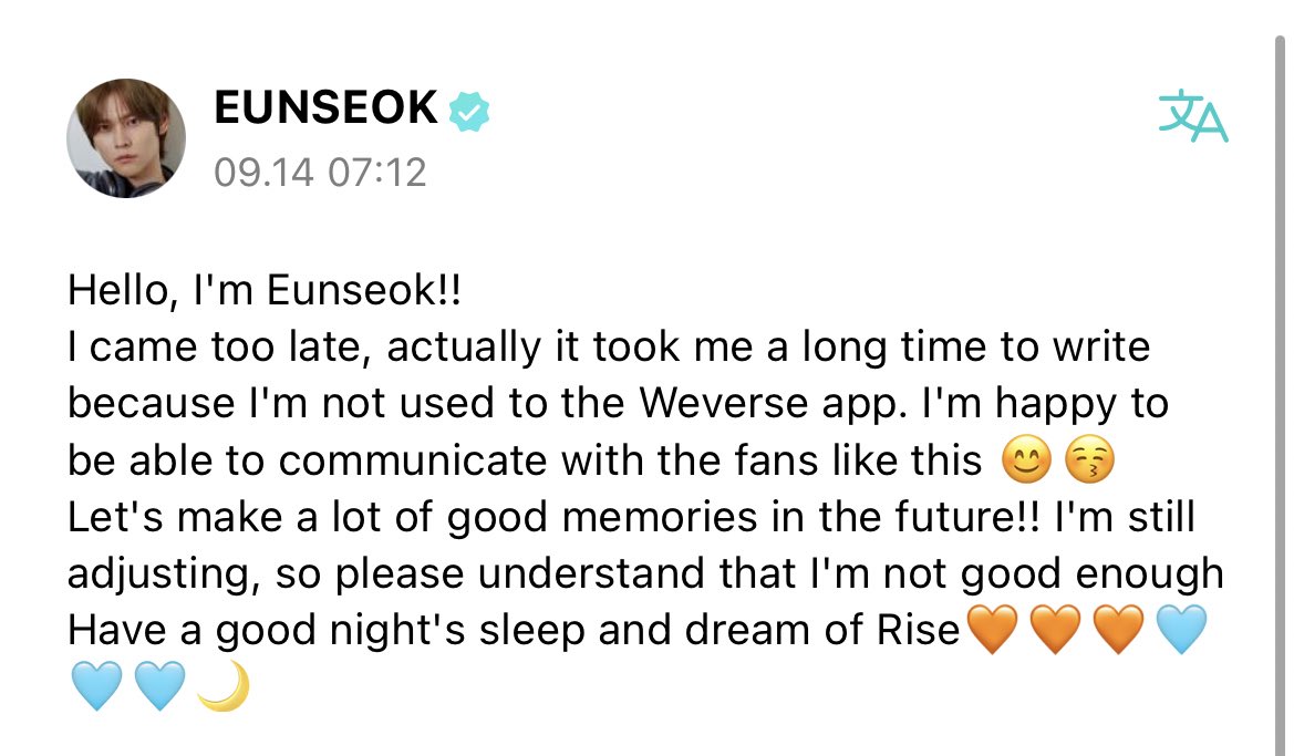 eunseok’s post on weverse 📩