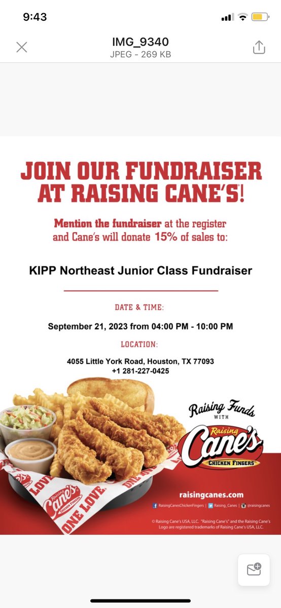 Come out to Raising Cane’s on September 21st to support the Class of 2025! #begreattogether