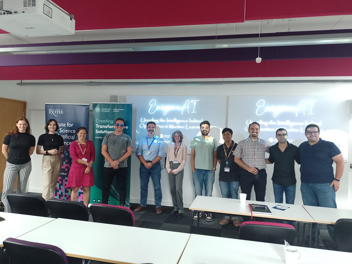 UniExeterIDSAI's tweet photo. #EnigmaAI: Unveiling the Intelligence behind Optimisation & Machine Learning. We had a fantastic morning of discussion delving into the cutting-edge of AI! A great collaboration between #IDSAI, #GSI and #Centre_for_Water_Systems. Thanks everyone for taking part!! https://t.co/aeU0kwblC5