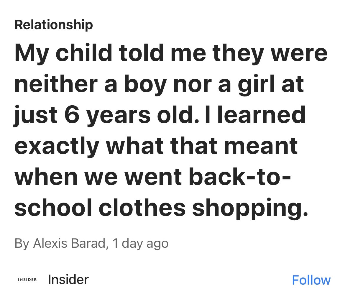 againstgrmrs's tweet photo. Mom of “non-binary” child is shocked when her son grew out of their “trans” phase. 

At 4 years old he preferred dresses over boys clothes. By 9, he no longer wanted to wear them and gravitated towards the boys’ section.

She was shocked by this and it seems also quite disappointed. It shouldn’t have to be said that kids change their minds and go through phases as they are discovering themselves. 

Gender nonconforming children will likely just grow up to be gay adults if left the hell alone. Stop with the medical conversion therapy. LET KIDS BE KIDS.

#GaysAgainstGroomers